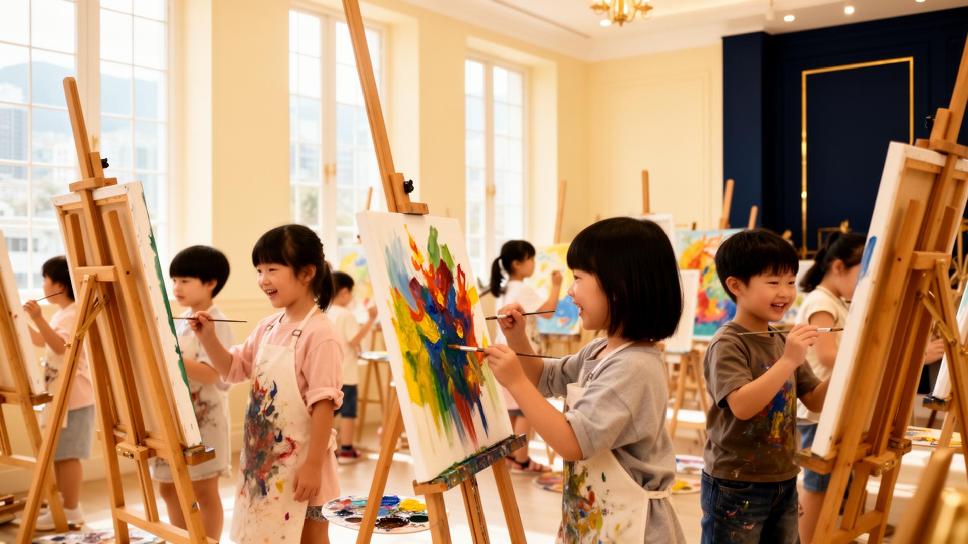 拉斐爾美術學院 兒童於畫室專心創作